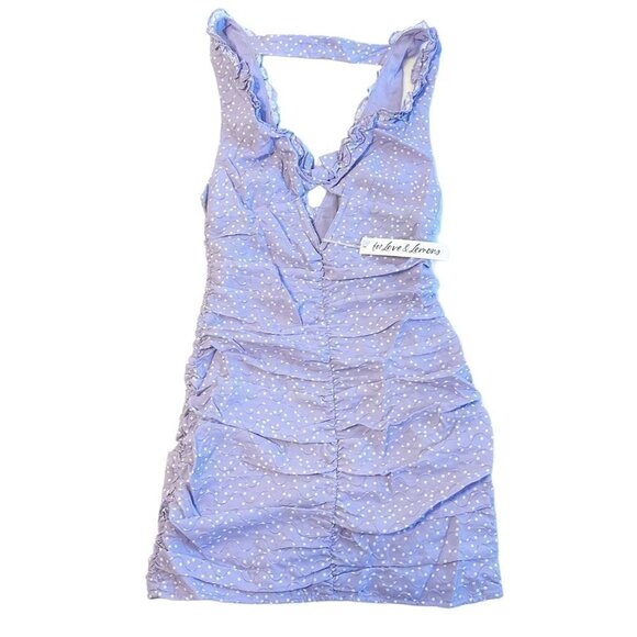 NWT For Love and Lemons Chelsea Purple and White Lovecore Mini Dress - S - Picture 2 of 9